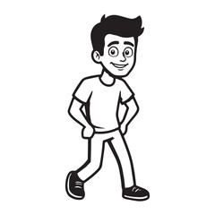 Obraz premium Handsome Man Black and White Illustration Vector Image Male Portrait Fashion Sketch Line Art Design 