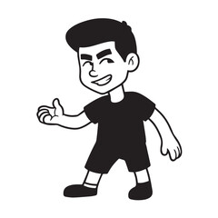 Handsome Man Black and White Illustration Vector Image Male Portrait Fashion Sketch Line Art Design	