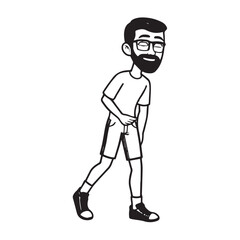 Handsome Man Black and White Illustration Vector Image Male Portrait Fashion Sketch Line Art Design	