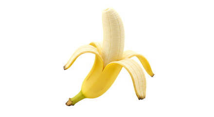 Peeled banana isolated on transparent background for healthy eating and nutrition concepts