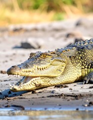 Fototapeta premium Croc on sandy bank
