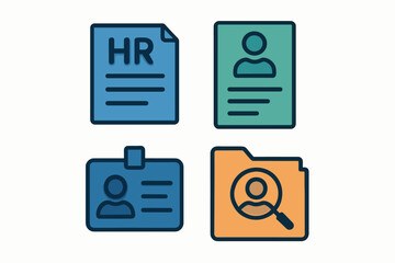 Fototapeta premium Human Resources Icons Representing Recruitment And Employee Management.