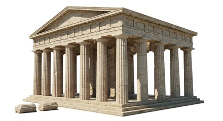 Obraz premium A detailed illustration of an ancient temple, showcasing its architectural grandeur and classical design against a plain white background.