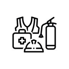 Black line icon for industrial safety