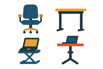Collection of office furniture and equipment for a productive workspace.