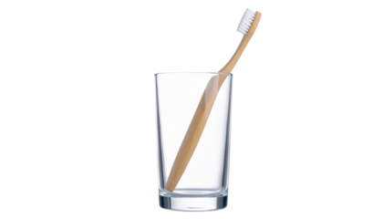 a tooth brush in a transoarent glass isolated