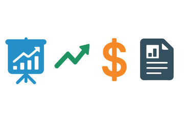 Financial Growth and Business Analysis Icons Representing Success.