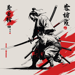 vector of two samurai fighting