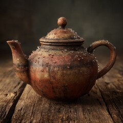 Vintage Clay Teapot with Unique Texture and Rustic Charm