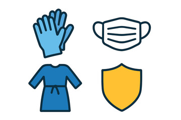 Medical Personal Protective Equipment Icons for Safety and Health.