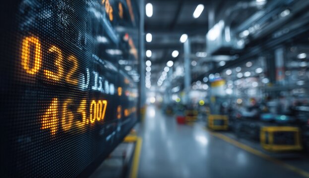 Industrial digital display in a factory
