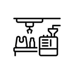 Black line icon for plastics production