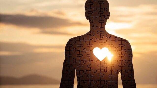silhouette of a man with heart