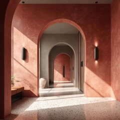 Modern hallway with arches