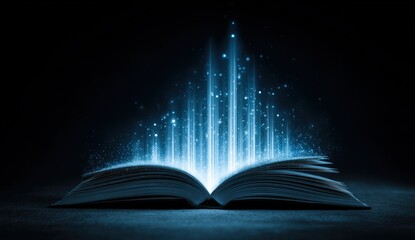 Open book with glowing light emanating from pages