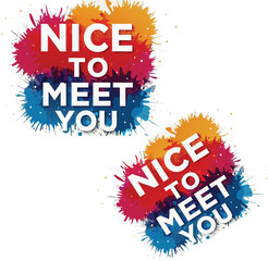 Colorful Nice to Meet You Banner Greeting Splash Design