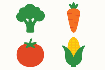 Colorful vegetable icons representing healthy food choices for balanced nutrition.