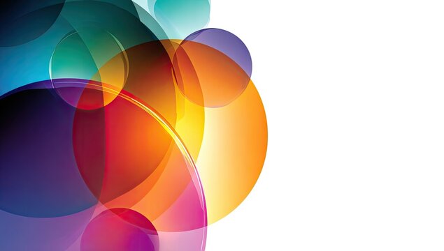 Abstract colorful circles overlapping on white background