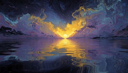 Fototapeta premium Abstract sunset over water