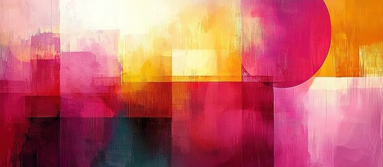 Abstract artwork featuring geometric shapes with vibrant color blocks
