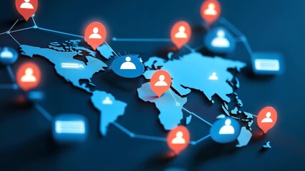 Global network connection digital communication and social media technology with worldwide blue world map, people icons, modern internet - Powered by Adobe