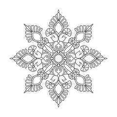 Bloomed flower layer mandala coloring book page