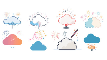 Obraz premium Cloud with a Sparkler – Minimalist and Clean Vector Illustration for Celebration, Festive Design, Holiday, and Creative Projects