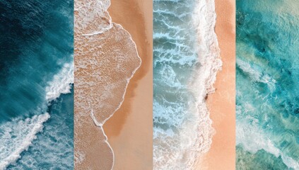 Aerial beach views, four panels