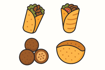 Delicious Middle Eastern food assortment including falafel and wraps.