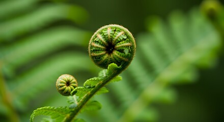 Closeup fern bud growth