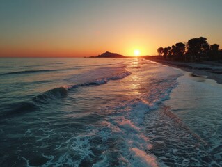 Sunset over a tranquil beach
