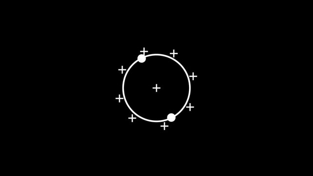 Animated globe model line icon with added icon . Plus icon, Earth satellite icon animation on black background.