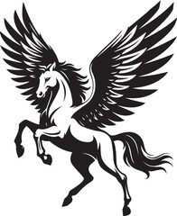pegasus vector in black and white
