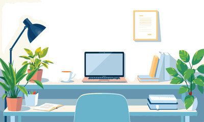 Minimalist Office Desk Vector Design