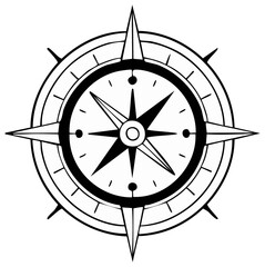 Vintage Compass Rose Navigation Tool with Star Points