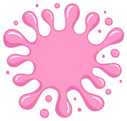 Cartoon pink bubblegum splash with dripping drops vector illustration