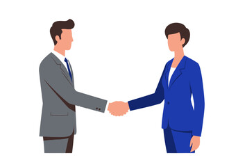 Fototapeta premium Confident business professionals shaking hands sealing a successful deal, fostering partnership and agreement in a modern setting. Flat style illustration