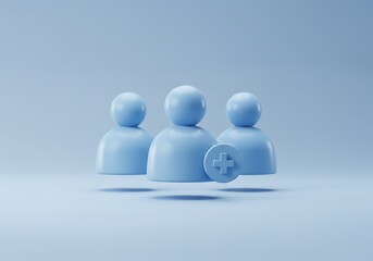 3D Render of People Icons with Add Sign for Social Media