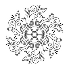 Handcrafted sacred bloom mandala coloring book page