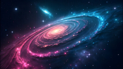 Swirling pink and blue galaxy with luminous stars and nebula full hd 4k stock image download space cosmic