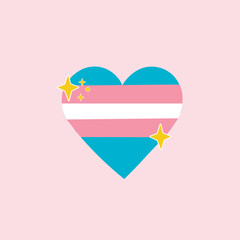 corazón con bandera lgbt trans con brillos 