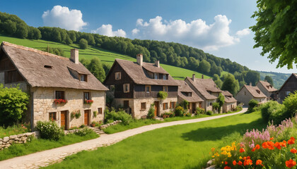 A rural village in Europe, rich and beautiful.