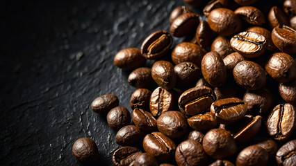 Close-Up Roasted Coffee Beans with Rich Texture