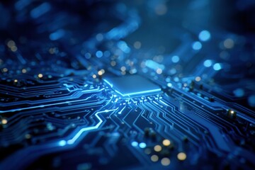 Close-up of a glowing circuit board