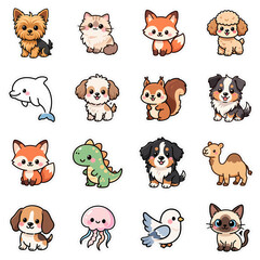 Obraz premium Transparent PNG - Collection of cute animal sticks
