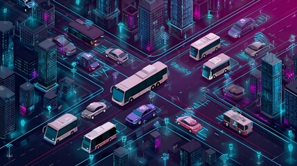 Transportation and technology concept. ITS (Intelligent Transport Systems). Mobility as a service. Generative AI technology.
