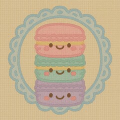 Cute Cartoon Macarons with Smiling Faces and Decorative Frame