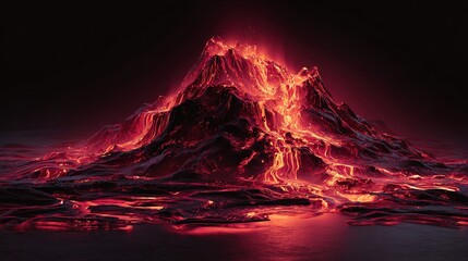 Volcanic eruption with lava flowing, stylized to represent liquidity pouring into the system. Style Dramatic nature realism meets financial metaphor,