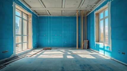 Empty Room Under Renovation, Sunlight, City View, Interior