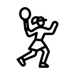Single Tennis Player Line Icon of Tennis Icon Set